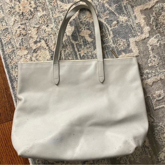 Elegant Pale Blue Leather Tote Bag CUYANA - Picture 1 of 11